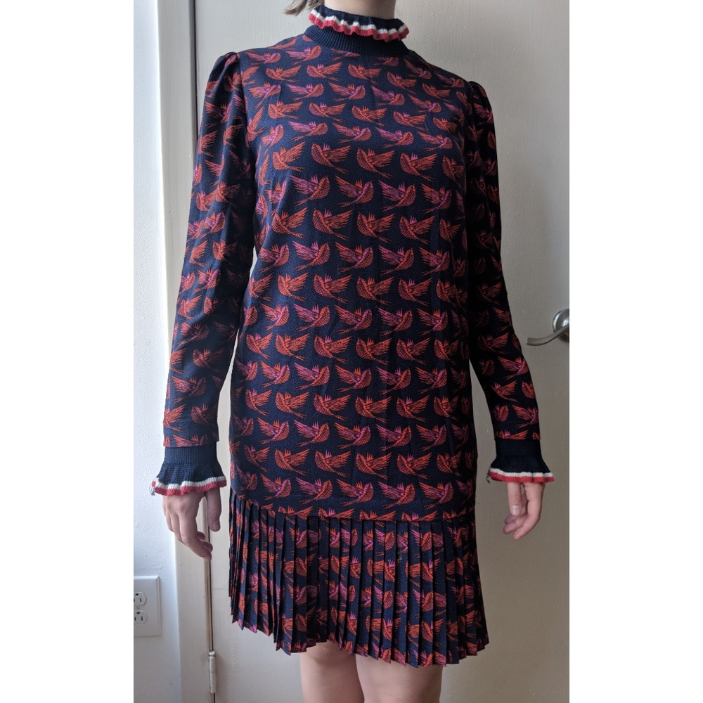 Essentiel Antwerp Blue Bird Print Turtleneck Plait